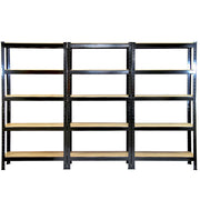 Monster Racking T-Rax Heavy-Duty Shelving Units – Black, 75 cm W x 30 cm D – Set of 6