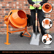T-Mech 70L Electric Cement Mixer with Trowel Set