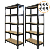 2-Pack T-RAX Black Metal Racking Units – 75 cm x 150 cm x 30 cm – Includes Free Bay Connectors