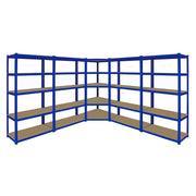 Monster Racking T-Rax Corner Shelving Unit with 4 × 90 cm Garage Storage Bays – Blue