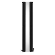 Oval Mirror Radiator with Valves - 1800 x 380 mm - Black