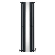 Oval Mirror Radiator with Valves - 1800 x 500 mm - Anthracite Grey