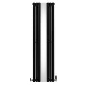 Oval Mirror Radiator with Valves – 1800 x 500 mm – Black