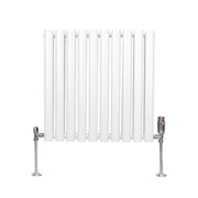 Oval Column Radiator with Valves – 600 x 600 mm – White