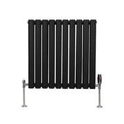 Oval Column Radiator with Valves, 600 x 600 mm, Black