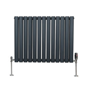 Oval Column Radiator with Valves – 600 x 780 mm – Anthracite Grey