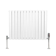 Oval Column Radiator with Valves - 600 x 780 mm - White