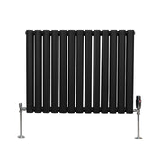 Oval Column Radiator with Valves - 600 x 780 mm - Black