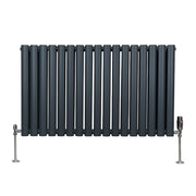 Oval Column Radiator with Valves – 600 x 1020 mm – Anthracite Grey