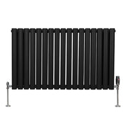 Oval Column Radiator with Valves - 600 x 1020 mm - Black