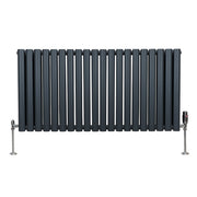 Oval Column Radiator with Valves – 600 x 1200 mm – Anthracite Grey
