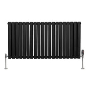 Oval Column Radiator with Valves - 600mm x 1200mm - Black
