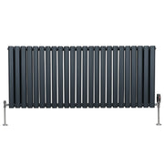 Oval Column Radiator and Valves - 600 mm x 1440 mm - Anthracite Grey