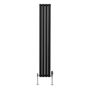Oval Column Radiator with Valves - 1600mm x 240mm - Black