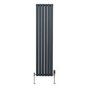 Oval Column Radiator with Valves – 1600 x 360 mm – Anthracite Grey