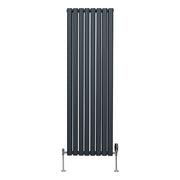 Oval Column Radiator with Valves, 1600 x 480 mm, Anthracite Grey