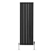Oval Column Radiator with Valves - 1600 x 480 mm - Black