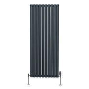 Oval Column Radiator with Valves, 1600 x 600 mm, Anthracite Grey
