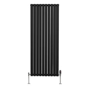 Oval Column Radiator with Valves, 1600 x 600 mm, Black