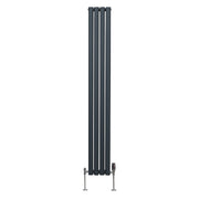 Oval Column Radiator with Valves – 1800 x 240 mm – Anthracite Grey