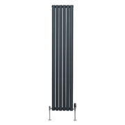 Oval Column Radiator with Valves – 1800 x 360 mm – Anthracite Grey