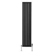 Oval Column Radiator with Valves, 1800 x 360 mm, Black