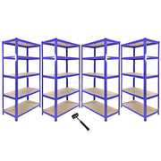Monster Racking T-Rax Corner Shelving Unit with Four 90 cm Garage Storage Bays – Blue