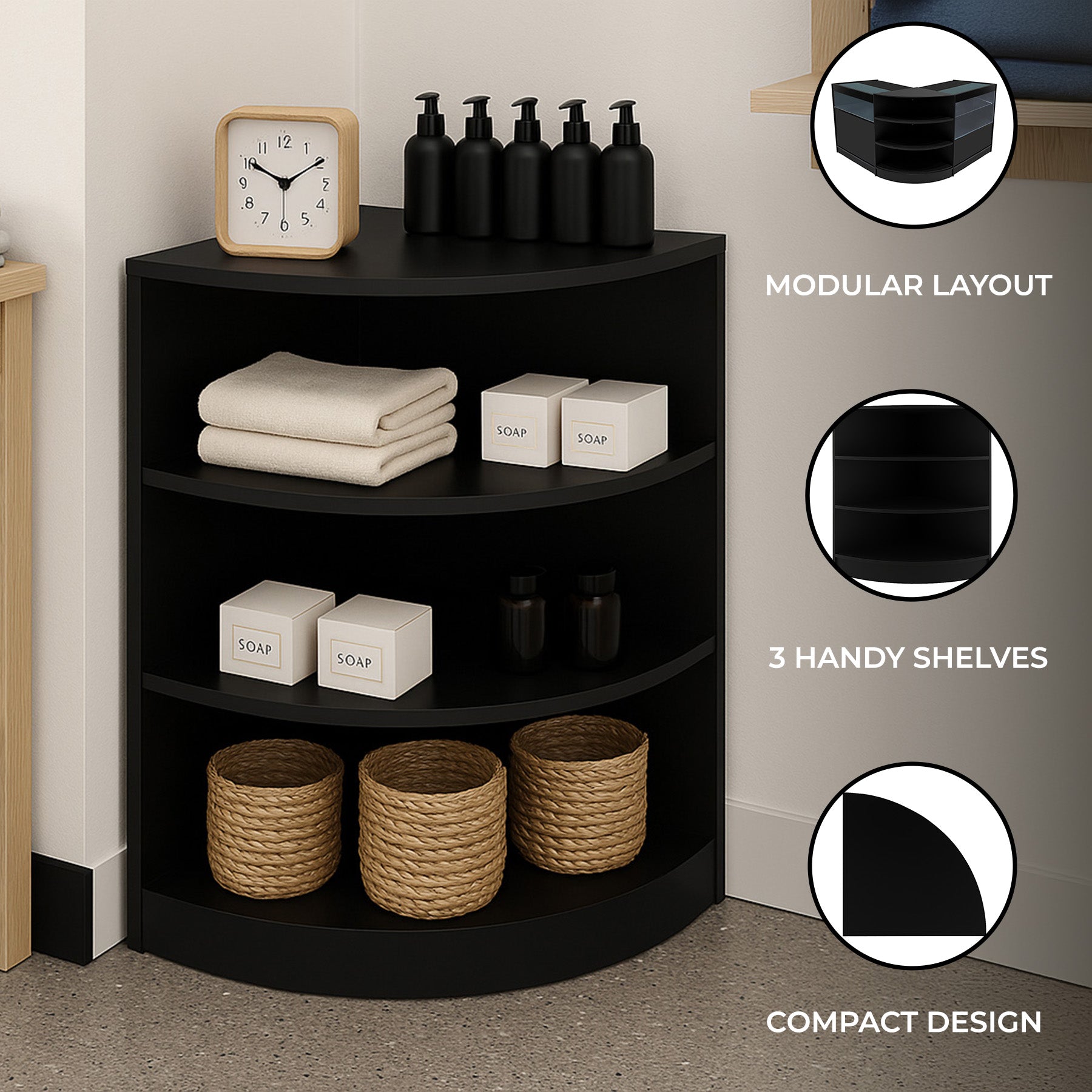 LM60 Corner Counter for Retail Shops - Black