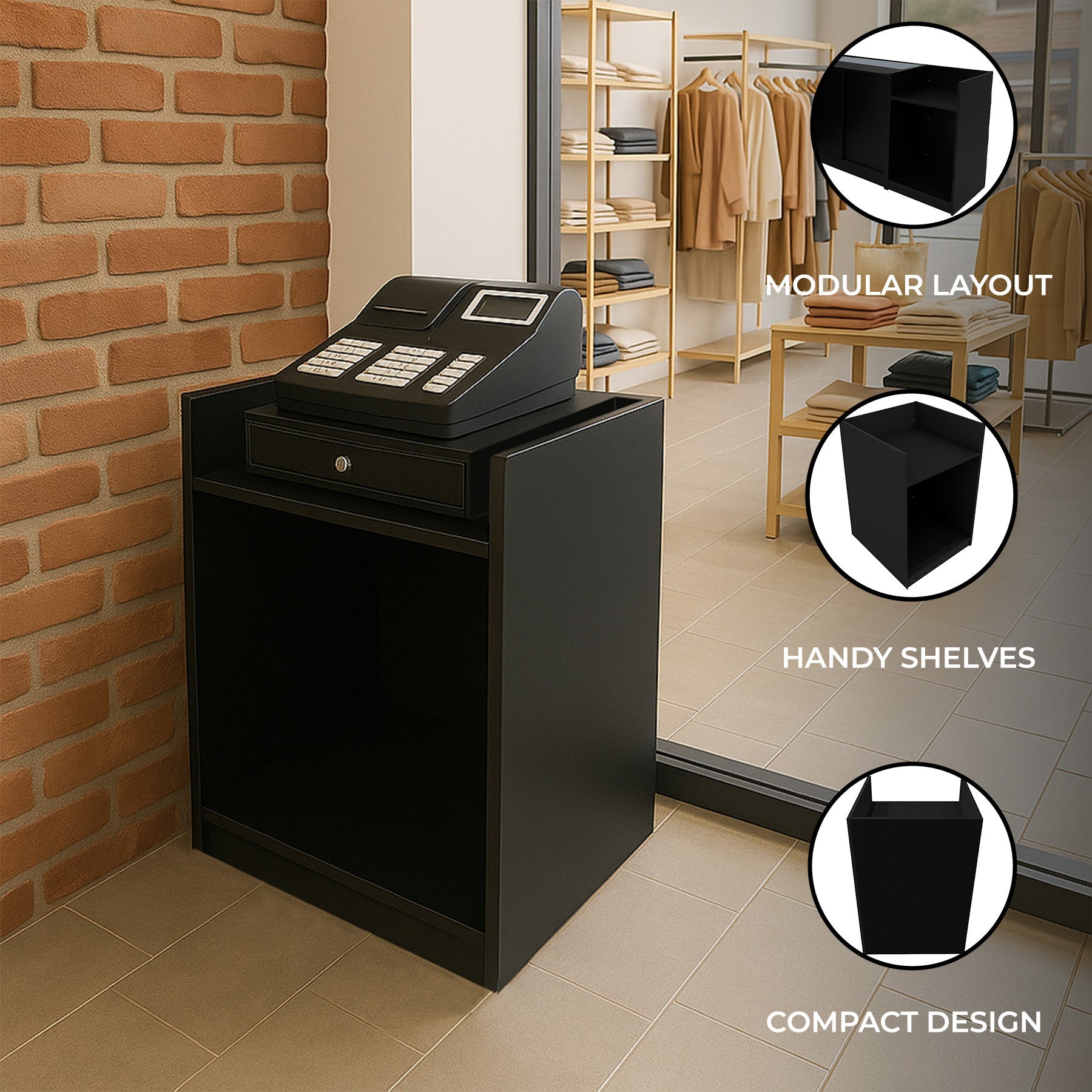 TB60 Shop Counter Till Block - Black