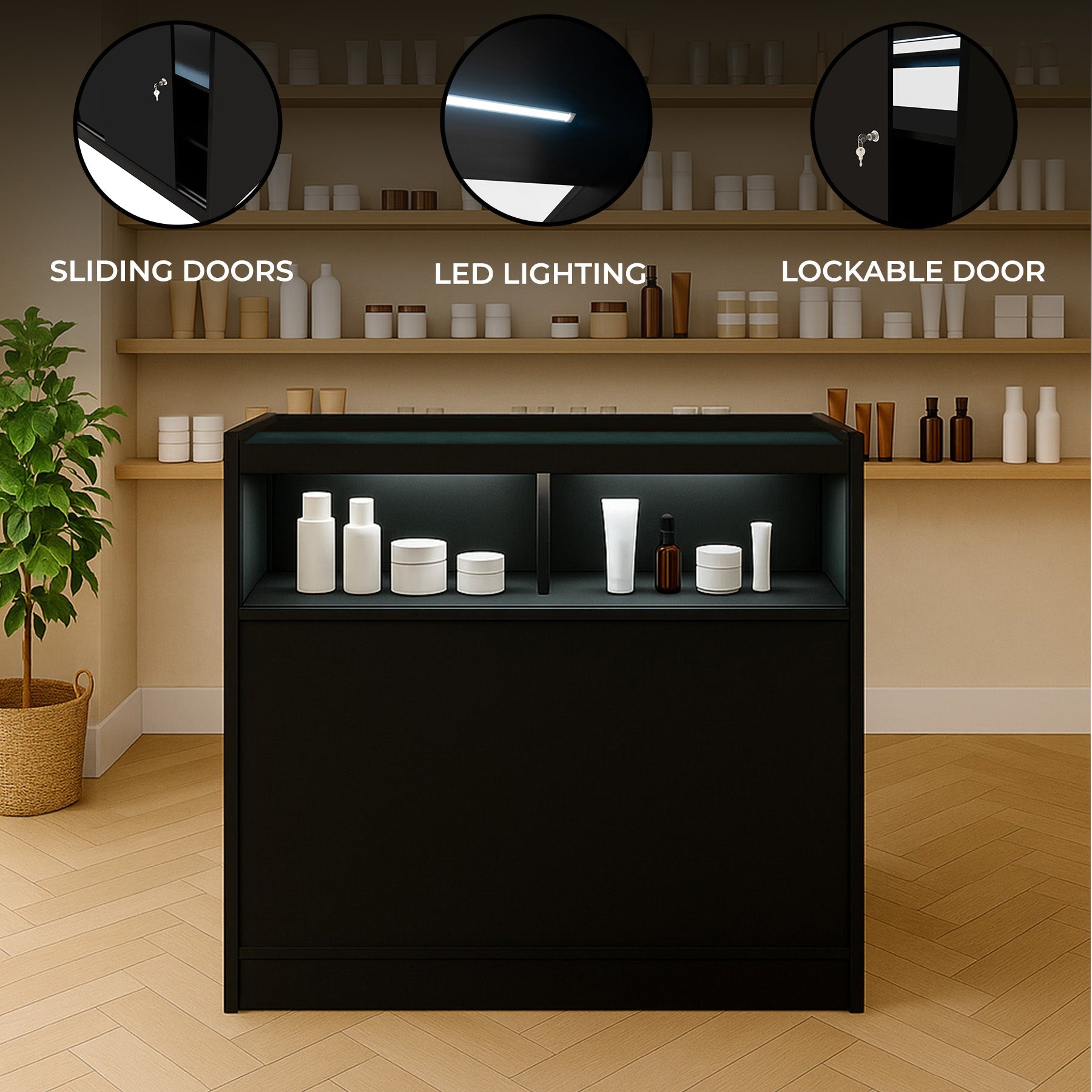 B900 LED Retail Shop Counter – Black Finish