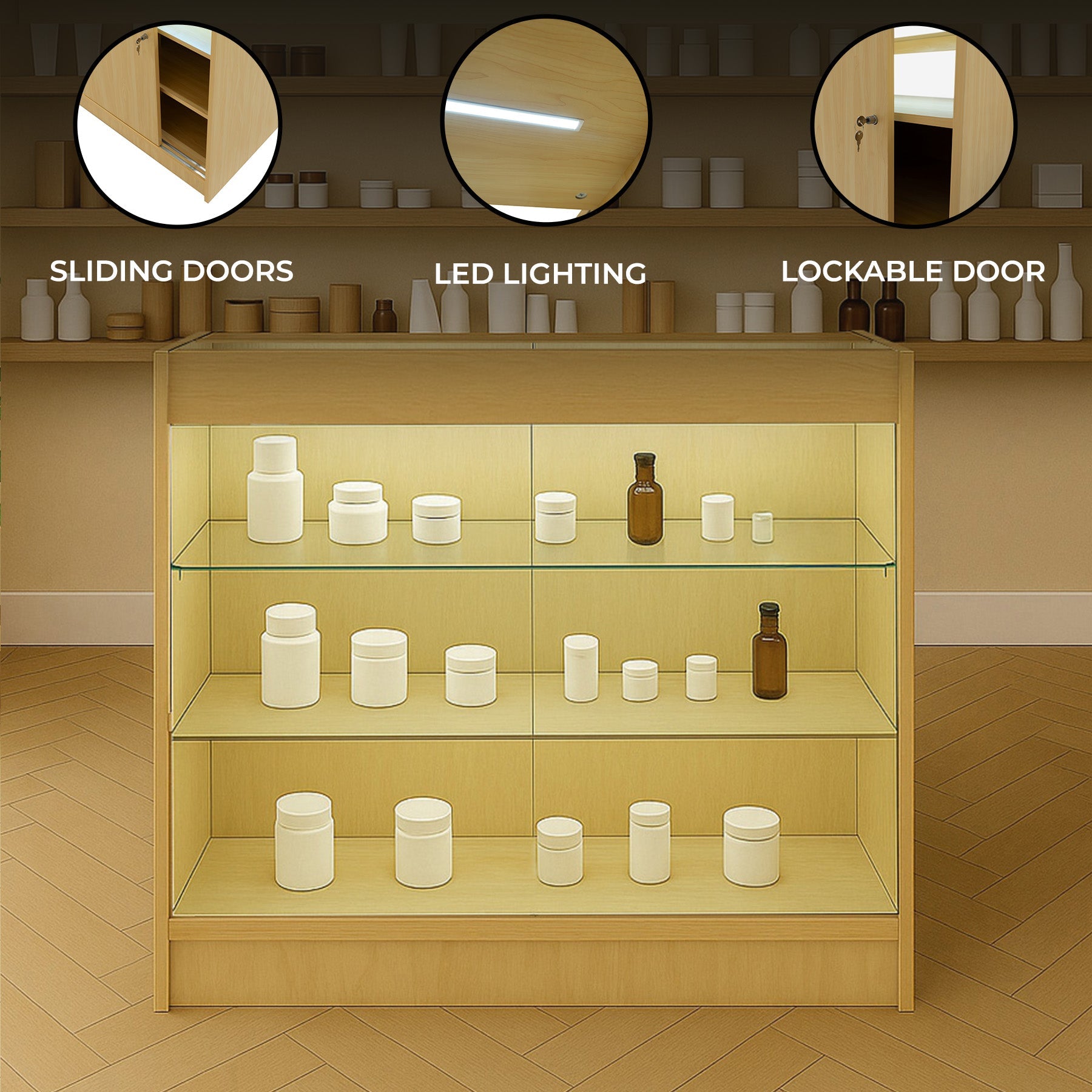 K900 LED Retail Counter – Maple Finish