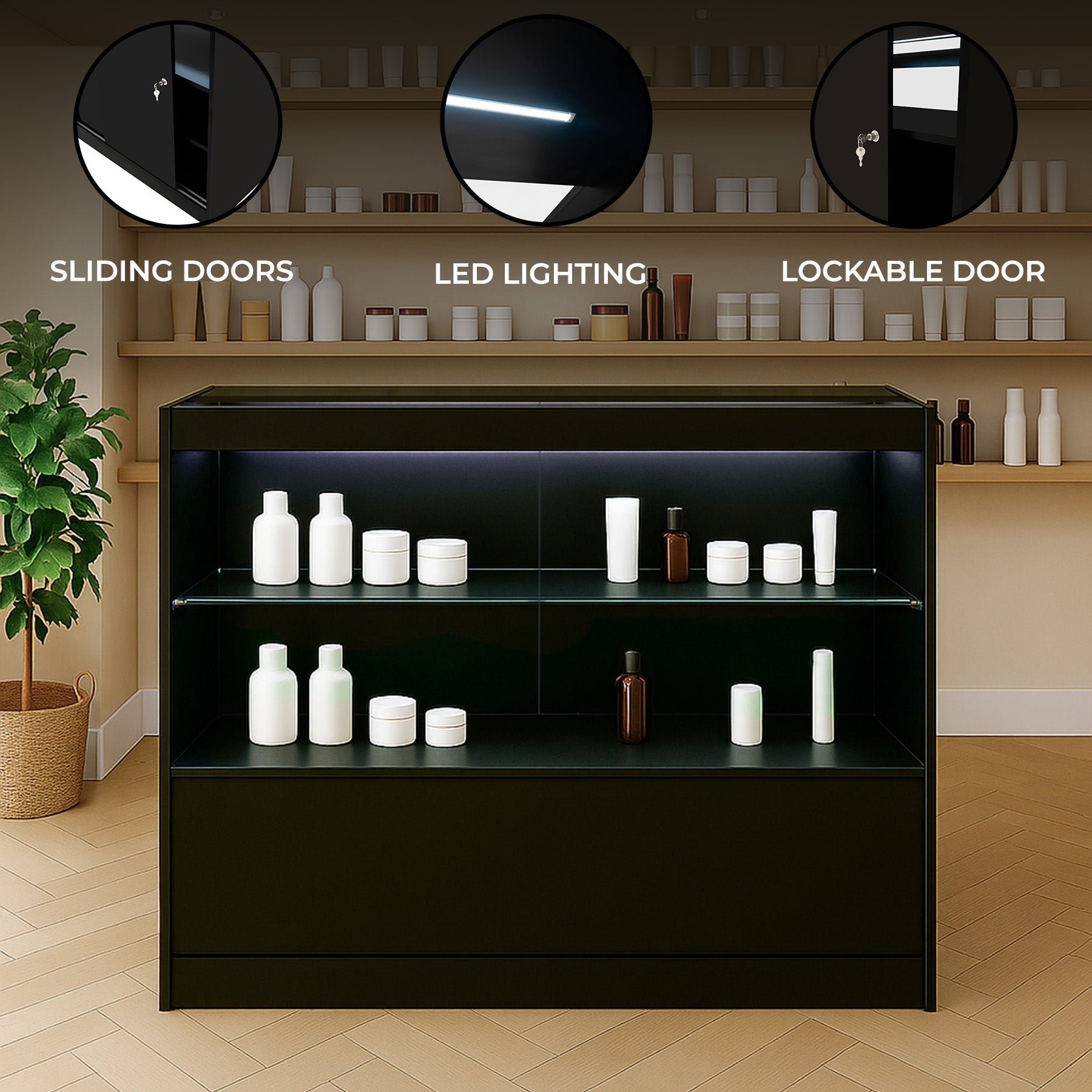 C1200 LED Retail Counter - Black