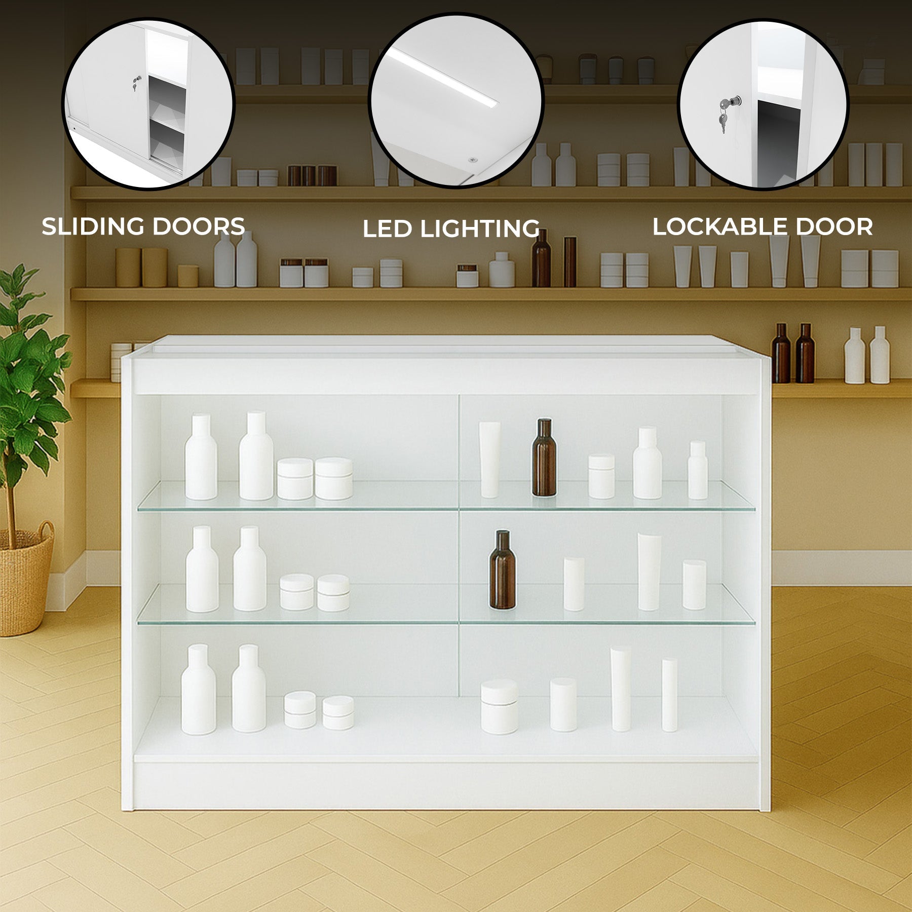 K1200 LED Retail Shop Counter - White