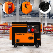 T-Mech Portable Silent Diesel Generator – 3-Phase 400V