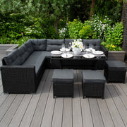 Black Rattan Corner Sofa Set
