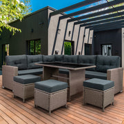Grey Rattan Corner Sofa Set