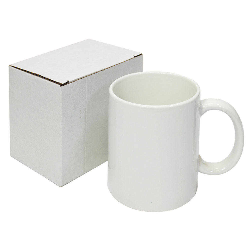 72-Pack 11 oz White Ceramic Mugs with Boxes and 10 Sublimation Sheets
