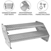 Two-Section Adjustable Galvanised Staircase, 900 mm Wide