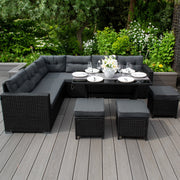 Black Rattan Corner Set with Storage Box