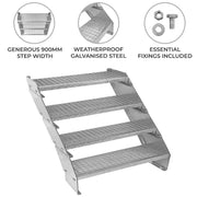 Adjustable 4-Section Galvanised Staircase – 900mm Wide