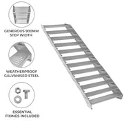 Adjustable 12-Section Galvanised Staircase, 900mm Wide
