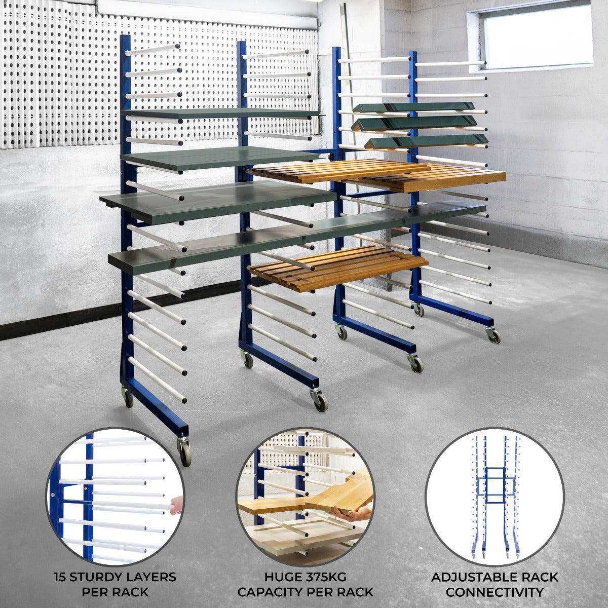 Combi Spray Drying Rack Trolley with 5 and 4 Connectors