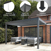 Anthracite Aluminium Garden Pergola 3m x 3m