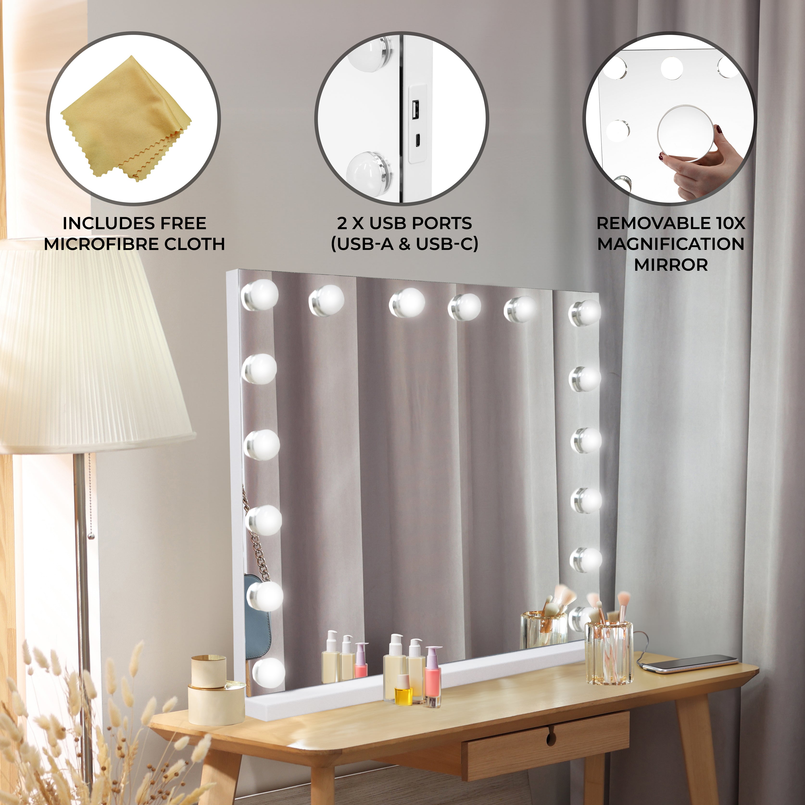 LED Bluetooth Mirror 80 x 60 cm