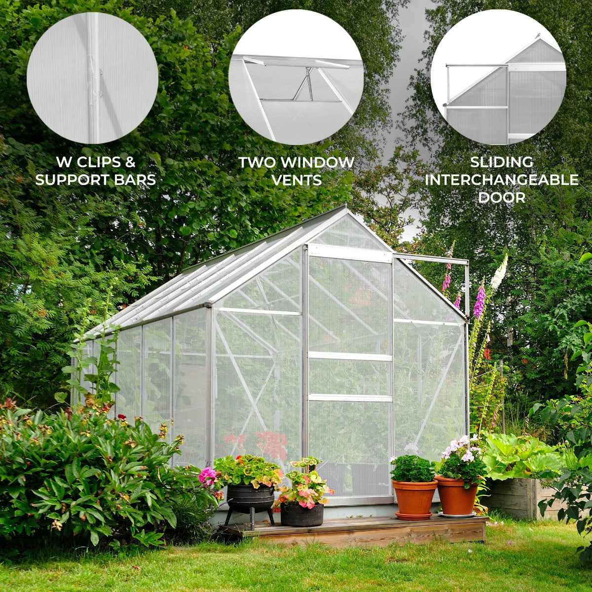 Polycarbonate Greenhouse, 6 ft x 6 ft, Silver