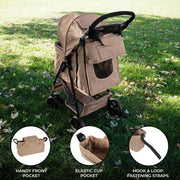 Woven Beige Pet Stroller Caddy Bag
