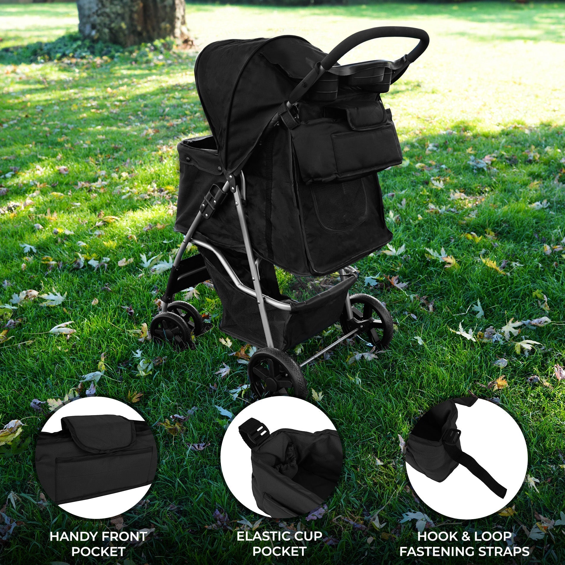 Black Pet Stroller Caddy Bag