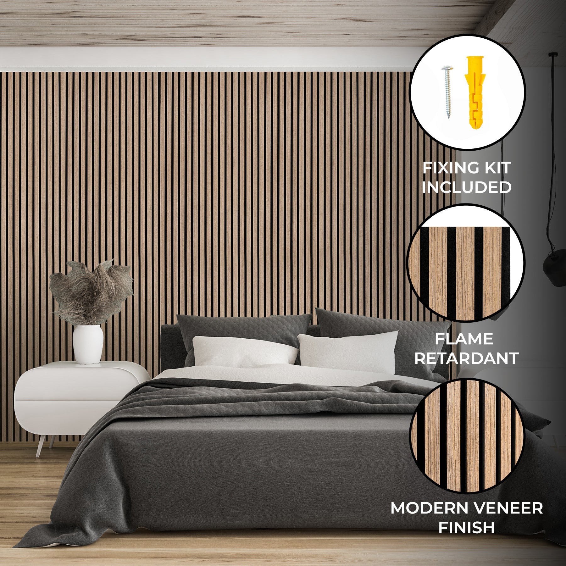 Light Walnut Acoustic Slat Wall Panel