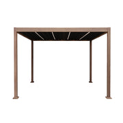 Wood-Effect Aluminium Pergola with LED Lights, 3m x 3m