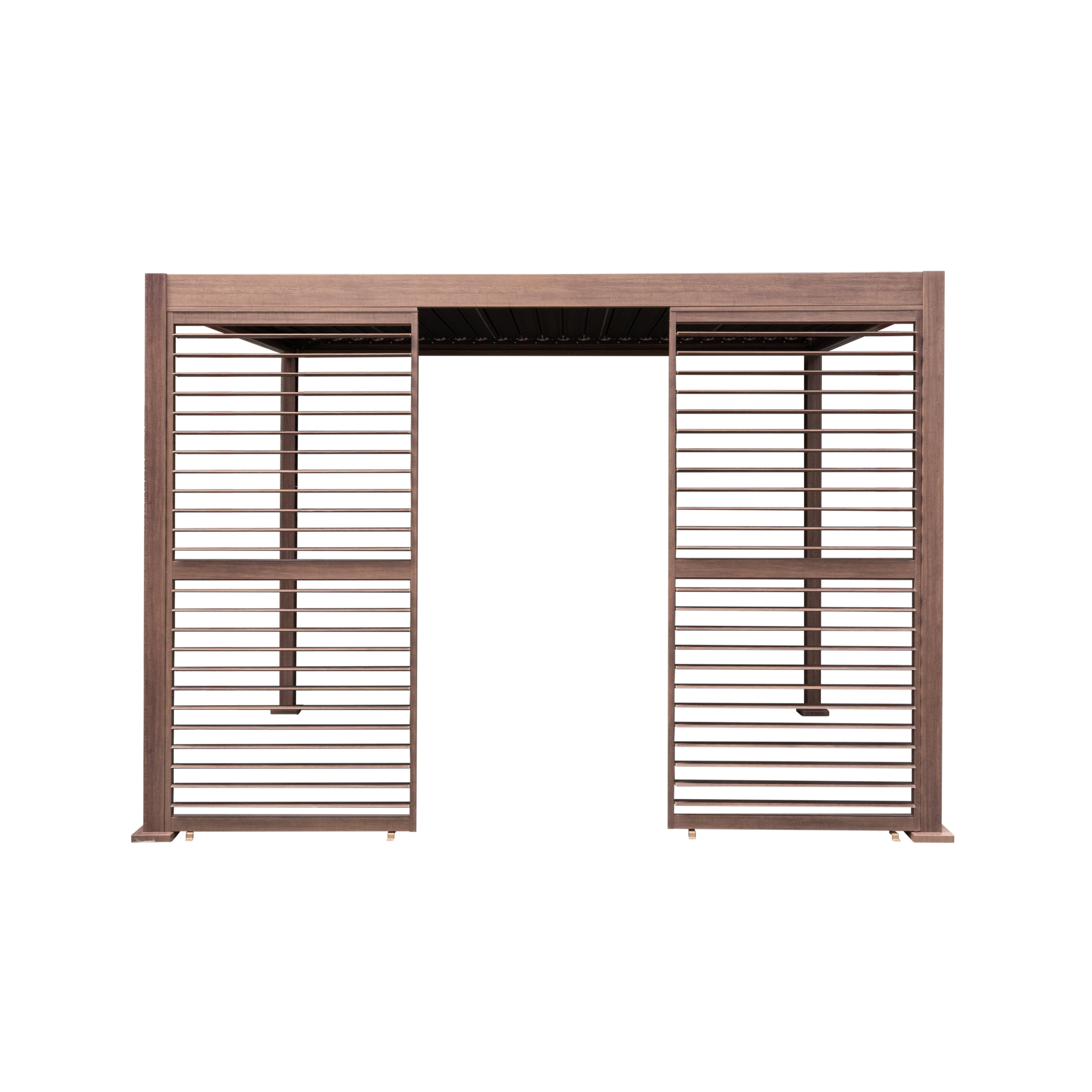 Wood-Effect Aluminium Pergola 3m x 3m with 2 Louvre Panels